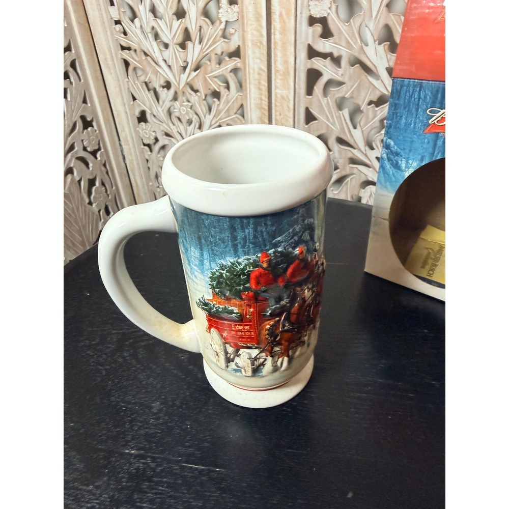 Budweiser 2007 Holiday Stein Winter's Calm Clydesdale Ceramic Beer Mug with Box - Picture 4 of 11